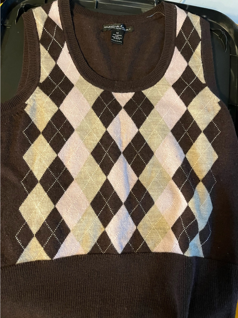 Classic Argyle Tank Top - Brown/Beige